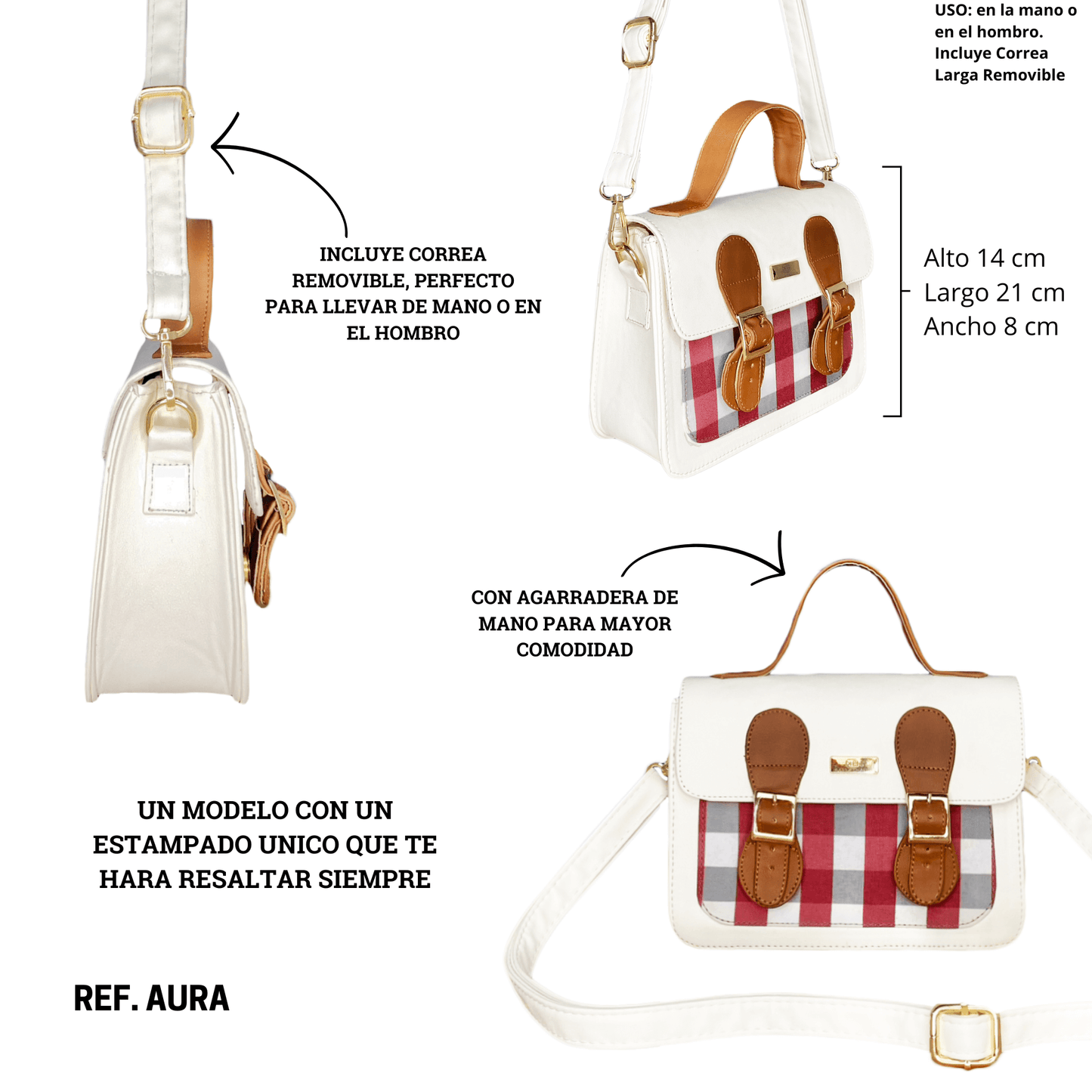 Elegante Bolso de Dama Aura Blanco de Karla Chacon