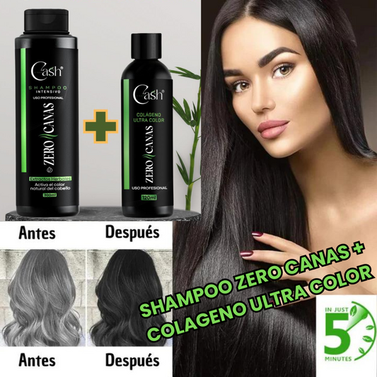 COMBO PRO-MAX: SHAMPOO ANTI-CANAS 300ML + TRATAMIENTO REVITALIZANTE DE COLÁGENO 120ML