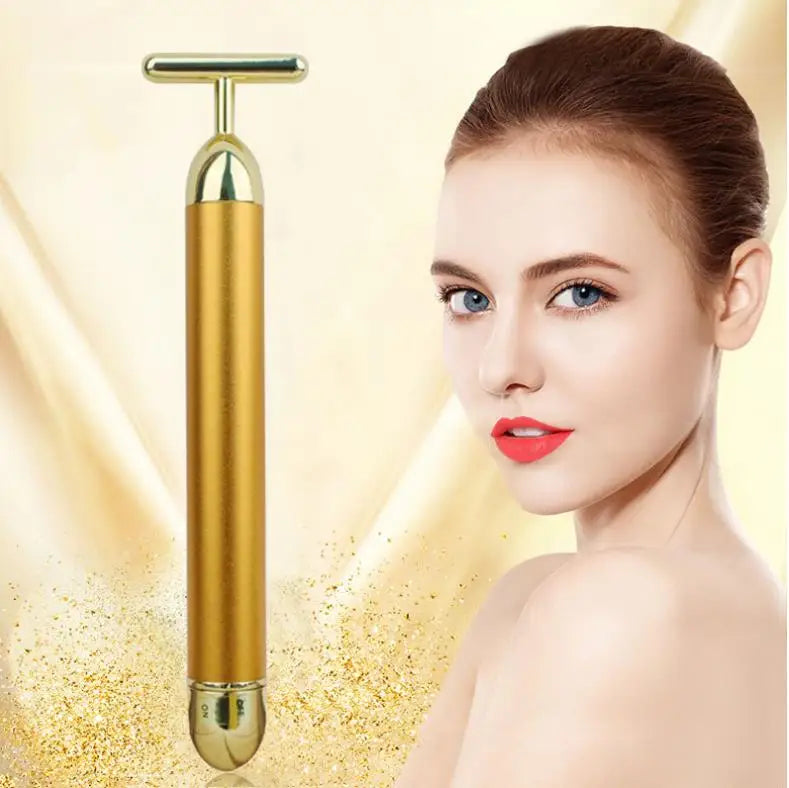 Kit de masajeador de estiramiento facial eléctrico 2 en 1 Golden 3D T Shape Facial Roller