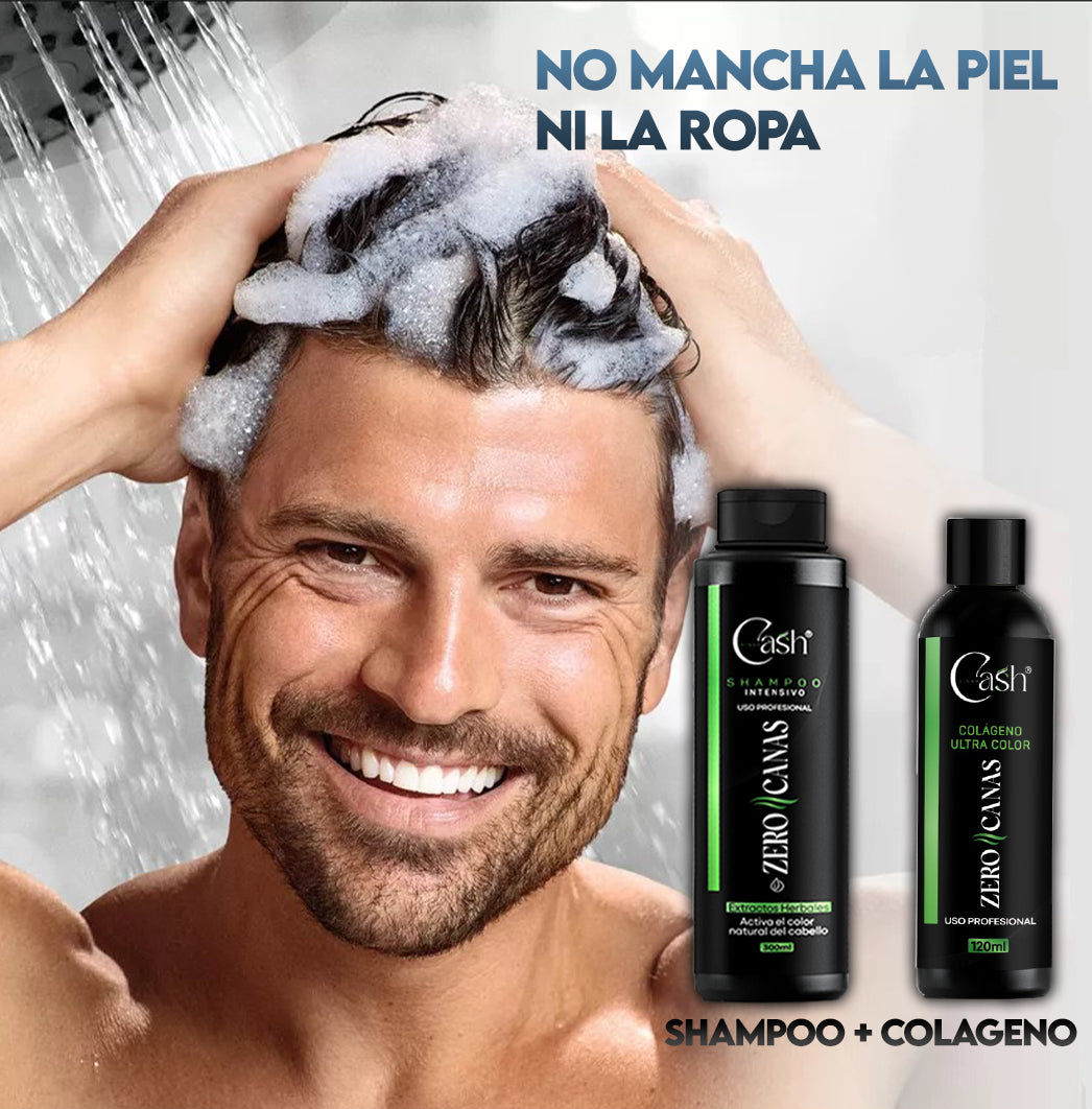 COMBO PRO-MAX: SHAMPOO ANTI-CANAS 300ML + TRATAMIENTO REVITALIZANTE DE COLÁGENO 120ML